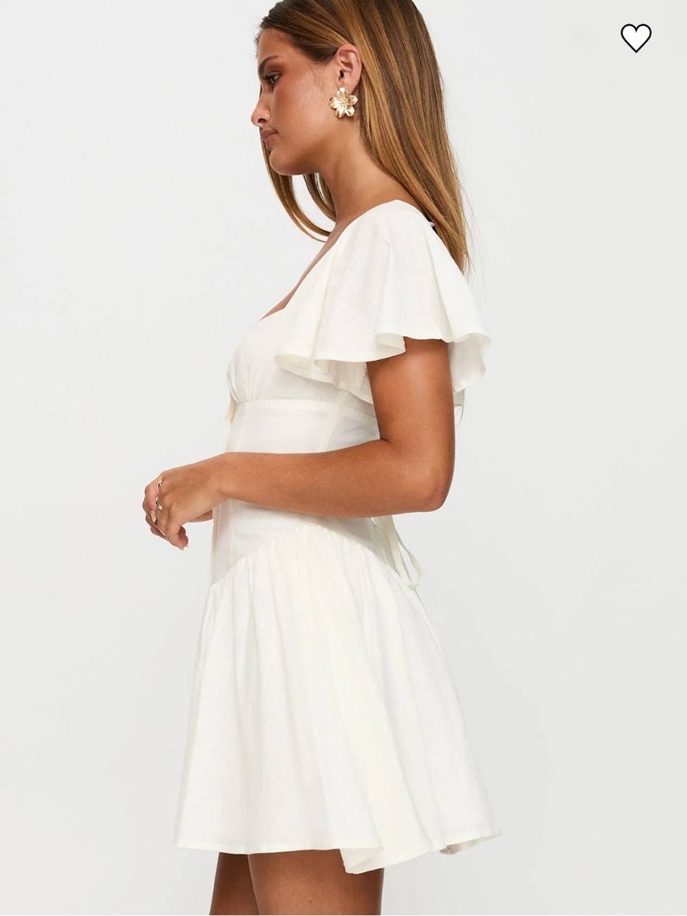 NWOT Princess Polly Forever More Mini Dress White Button-Front Puff Sleeve Sz 0 - Picture 14 of 14
